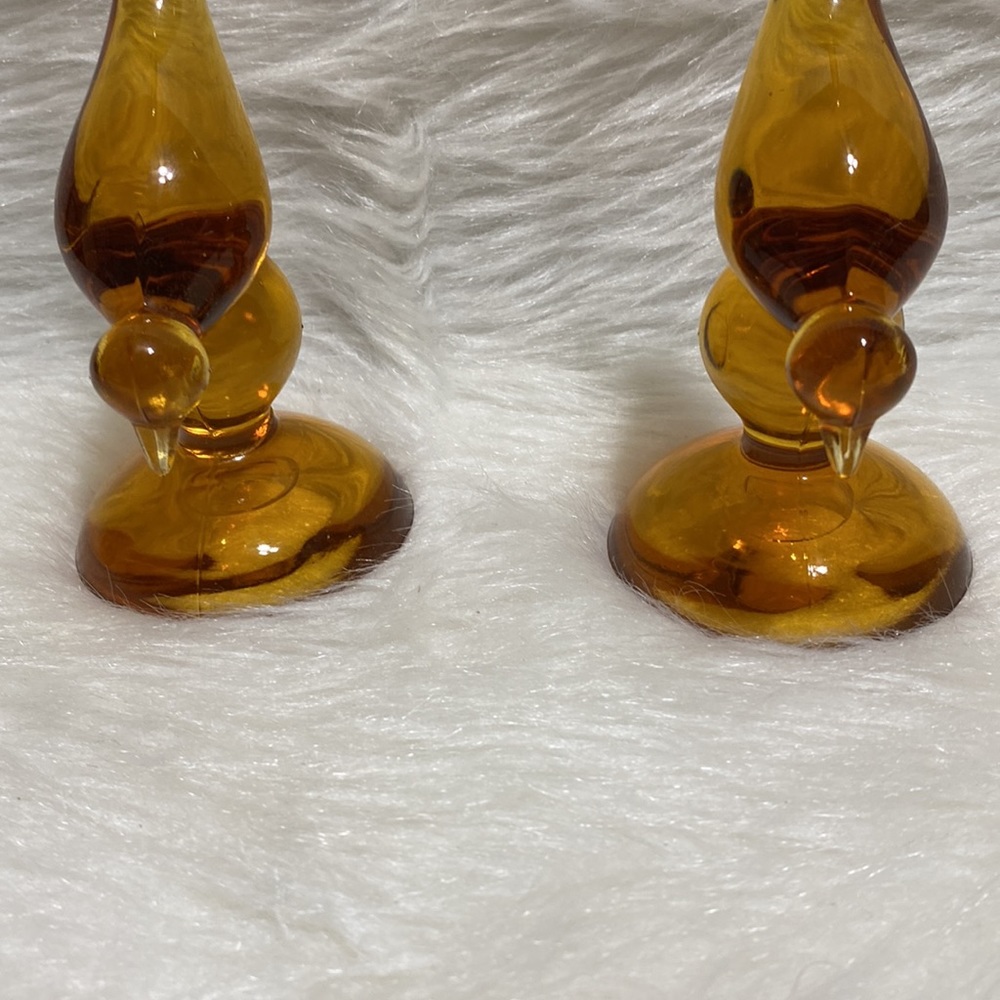 Viking Amber Art Glass Long Tail Birds - Picture 4 of 12